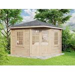Alpholz 5-Eck Gartenhaus Monica aus Massiv-Holz | Gerätehaus mit 40 mm Wandstärke | Garten Holzhaus inklusive Montagematerial | Geräteschuppen Größe: 300 x 300 cm | Spitzdach
