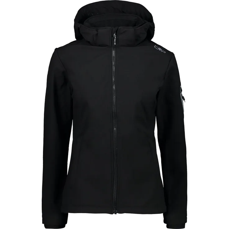 CMP Anorak WOMAN JACKET ZIP HOOD NERO, Softshell-Jacke mit Clima Protect, winddicht und wasserdicht
