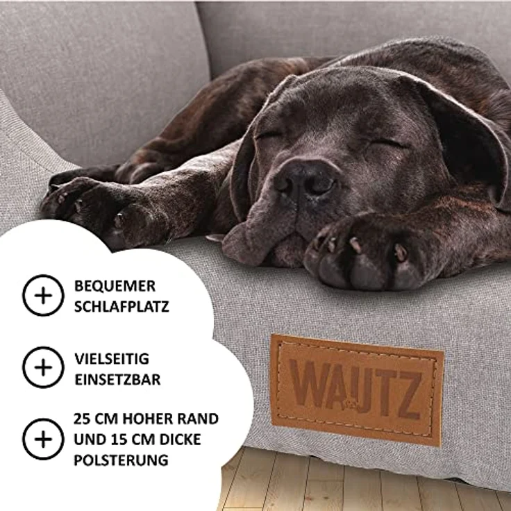 MehrSchlaf MSS e.K. Hundebett Sofa 60 x 44 cm S in Beige mit abnehmbarem Velours-Bezug und weicher Polsterung, waschbares Hundekissen 60 x 44 x 23 cm - Große Hunde – Bild 5