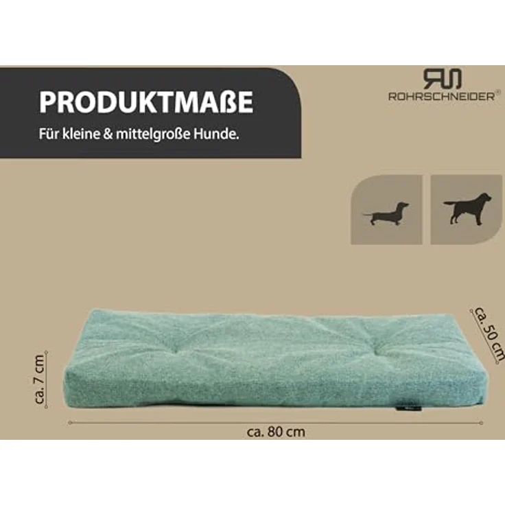 Rohrschneider Hundebett Gr. 2, strapazierfähiges Hundekissen mit Anti-Rutsch, inkl. Futternapf, türkis, 50 x 80 x 7 cm – Bild 2