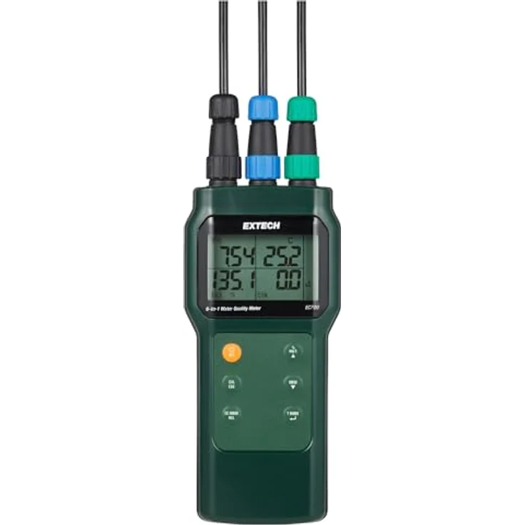 Extech EC700, 6-in-1 Wasserqualitätsmessgerät mit pH-Wert, Salinität und Leitfähigkeit, großes LCD-Display, 99 Speicherplätze – Bild 1