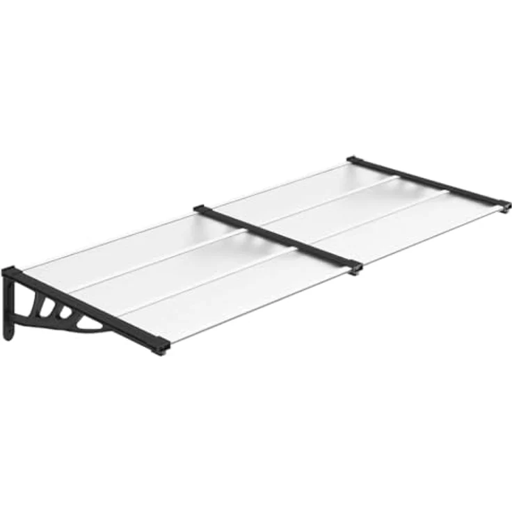 VidaXL Markise Türvordach Schwarz und Transparent 199x90 cm Polycarbonat (1-St) mit langlebigen Materialien und stabilem Rahmen – Bild 1
