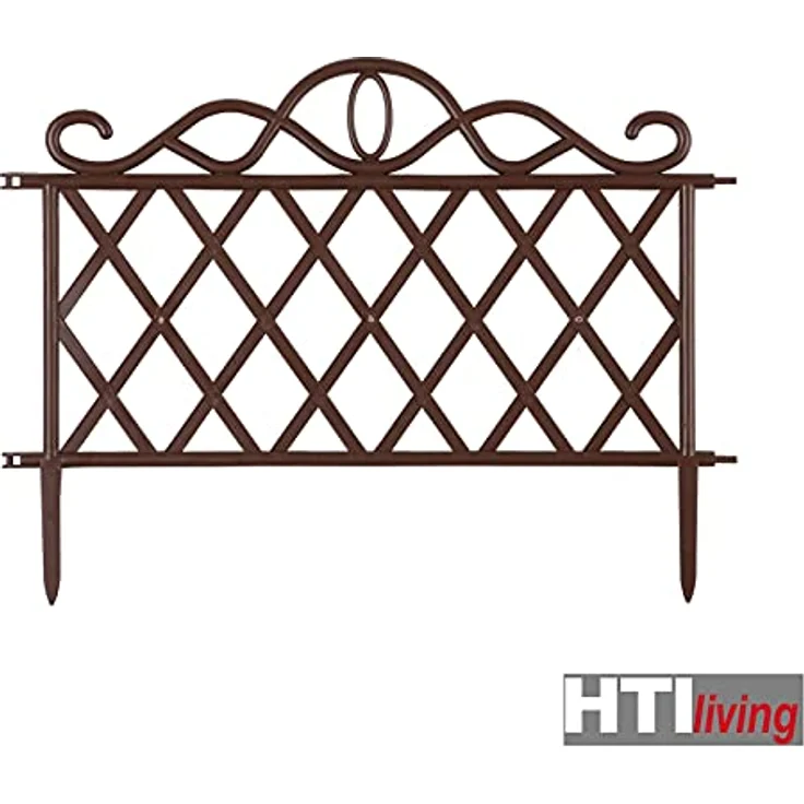 HTI-Living Zierzaun Nessa, Beetbegrenzung Antik Braun, Set mit 4 witterungsbeständigen Zaunelementen, LxH: 48x36 cm – Bild 2