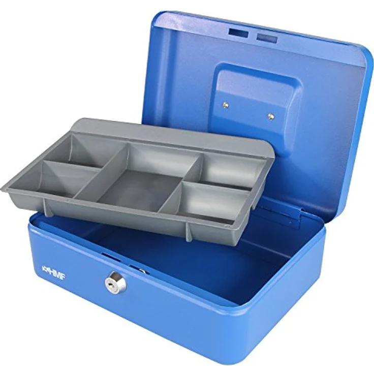 HMF 10125-05 Geldkassette, nahtlos gezogenes Stahlblech, Sicherheitszylinderschloss, blau - Preisvergleich – Bild 2