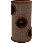 lionto Kratztonne aus Sisal mit Spielball & Plüschrand, Höhe 70 cm, Stabiler Kratzbaum für kleine & große Katzen, perfekte Krallenpflege & Beschäftigung, viele Versteckmöglichkeiten, Ø 36 cm, braun