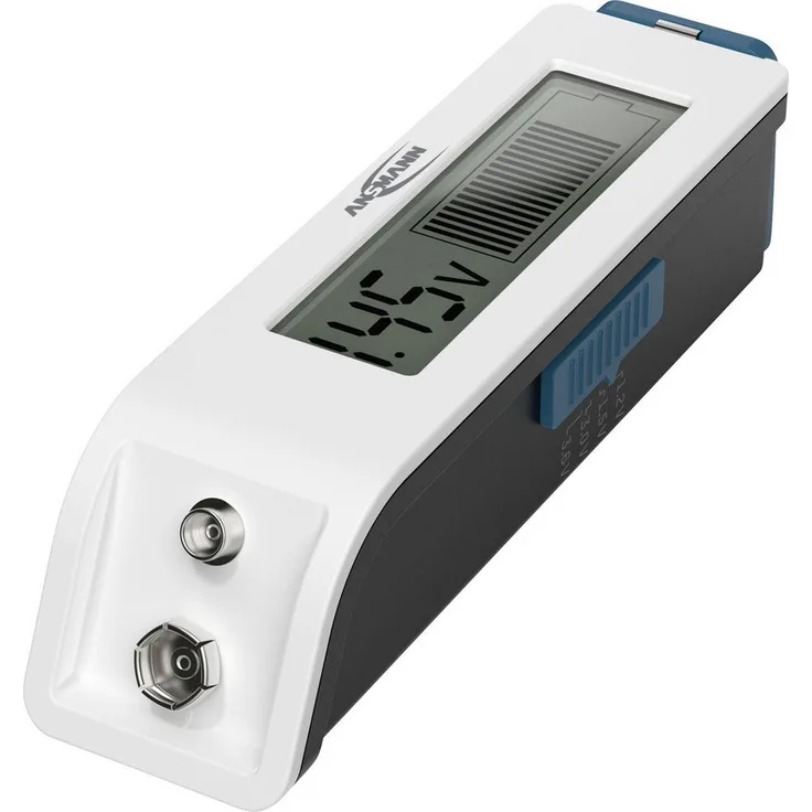 ANSMANN Batterietester Comfort Check 1900-0110, Spannungsprüfer mit großem LC-Display und 22-Segment Balkenanzeige, schwarz