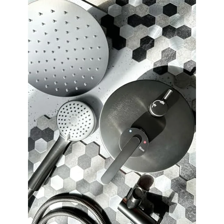 Rea Unterputz-Duschsystem Ontario Titanium, Minimalistisches Design mit Handbrause und Armatur, 32x17x32cm – Bild 5