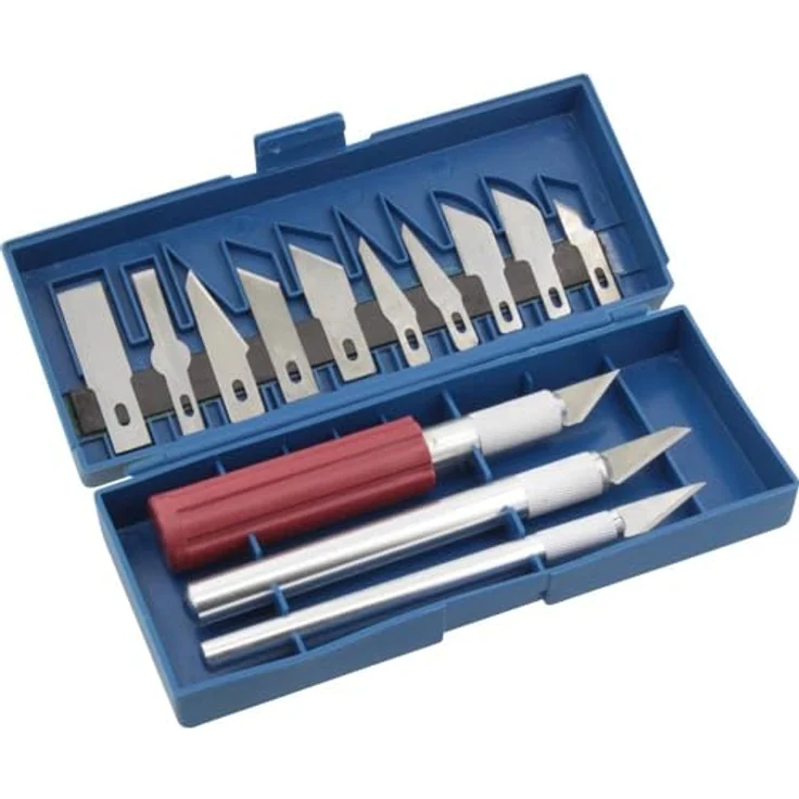 Donau Elektronik Cuttermesser, Qualitätsmesser mit Aluminium-Klingenhalterung und 13 wechselbaren Klingen für Hobby und Handwerk – Bild 1