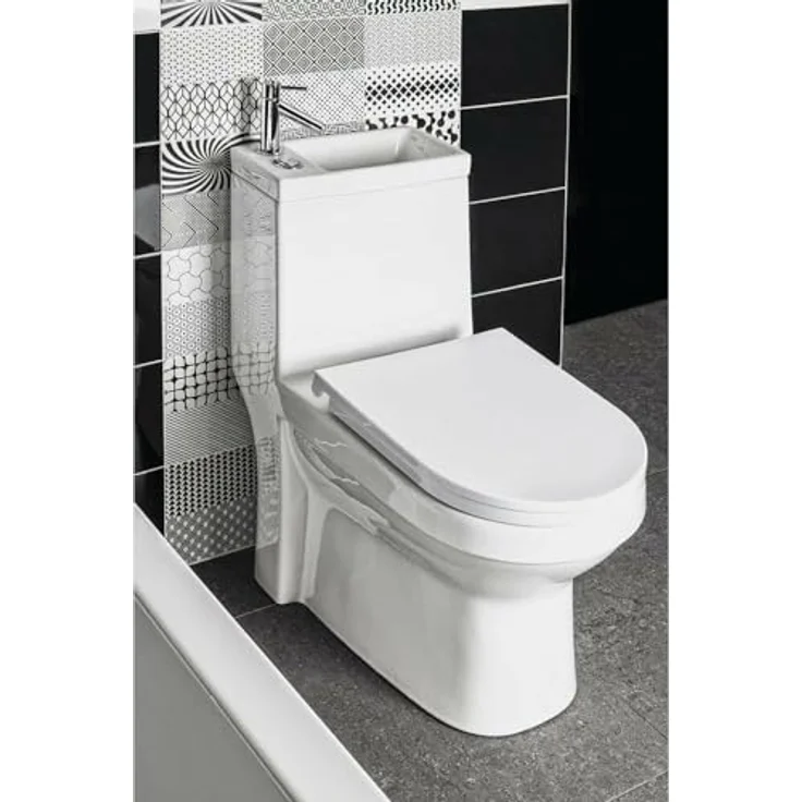 HAK HYGIE Kombi-WC mit Waschbecken, Abgang senkrecht/waagerecht, Weiß, Komplett-Set ohne Armatur – Bild 3