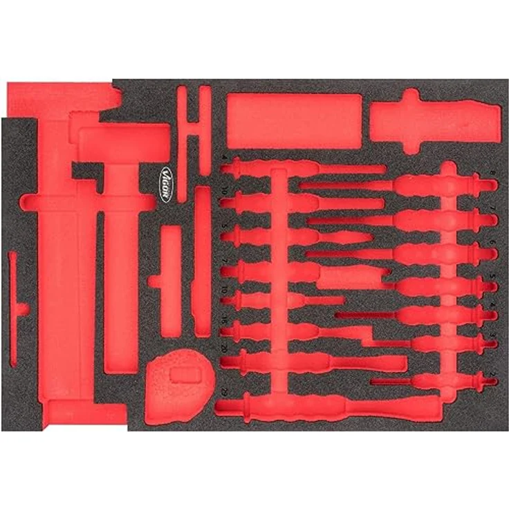 Vigor Weichschaum-Einlage, leer, 2K System-Koffer, Abmessungen 563 x 393 x 35 mm, öl- und fettbeständig, rutschsicher, unbestückt – Bild 2