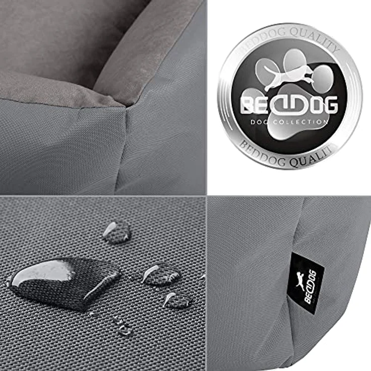 BedDog Hundebett ZARA, Hundekissen mit abziehbaren waschbaren Bezug, Hundekorb, Hundesofa, für mittel-große Hunde, XL, Cordura und Microfaser-Velours, Grau – Bild 5