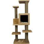 RAIKOU Kratzbaum LOTUS Zürih modern design EchtholzHolz Natur Sisalstämme, stabil & umweltfreundlich, B:80cm L:55cm H: 150cm,34Kg