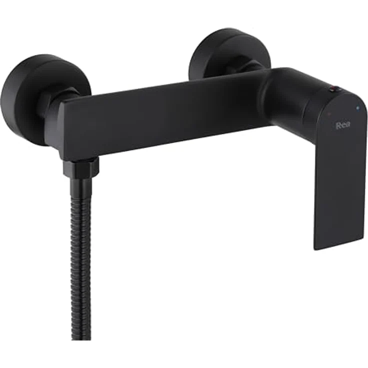 Rea Duscharmatur STORM BLACK, Einhebel Brausebatterie mit Messing Duschkopf, Wandmontage, schwarz – Bild 4