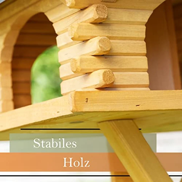 Futterhaus/Vogelhaus mit Strukturputzdach und Solarbeleuchtung, wahlweise mit oder ohne Vogelhausständer, Vogelhausständer:ohne Vogelhausständer – Bild 4