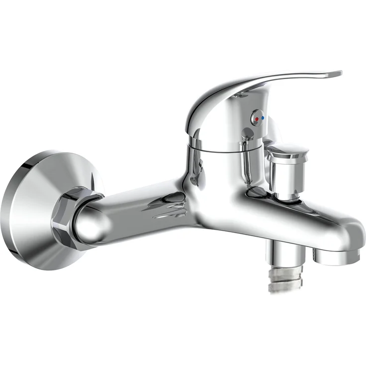 Schütte Einhebelmischer-Wannenarmatur Athos Plus, Chrom, komfortable Temperatur- und Durchflussregulierung mit einem Hebel