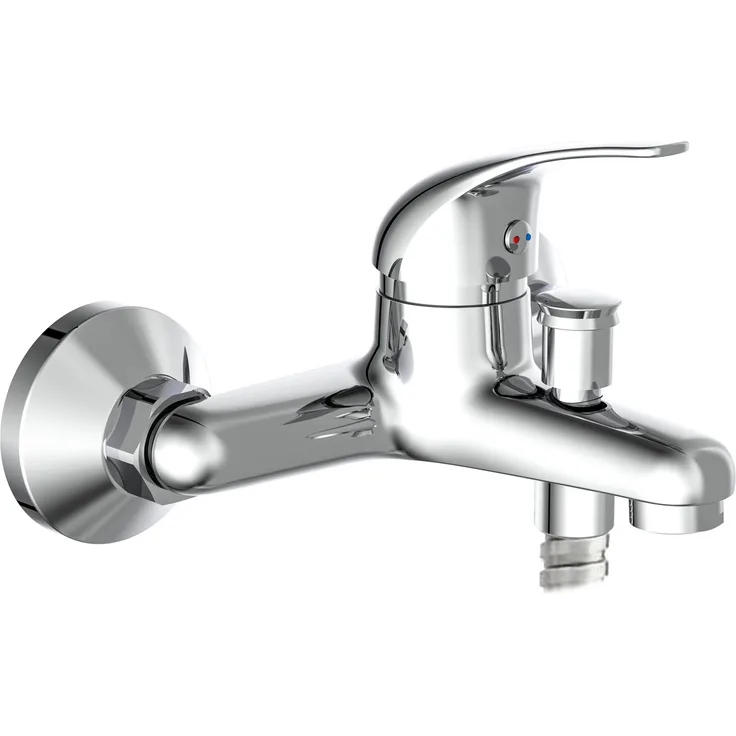 Schütte Einhebelmischer-Wannenarmatur Athos Plus, Chrom, komfortable Temperatur- und Durchflussregulierung mit einem Hebel