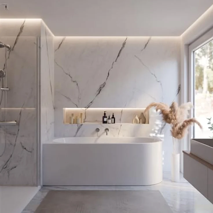 Schulte Rio Canto Badewanne, 180x80 cm Sanitäracryl Weiß, Komplett-Set mit Fußgestell, Schürze und Ablaufgarnitur – Bild 5
