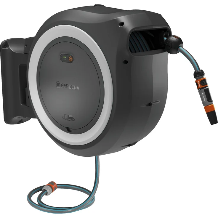 GARDENA Schlauchtrommel Wandschlauchbox Power Roll XL mit Akku-Technologie, automatisches Aufwickeln