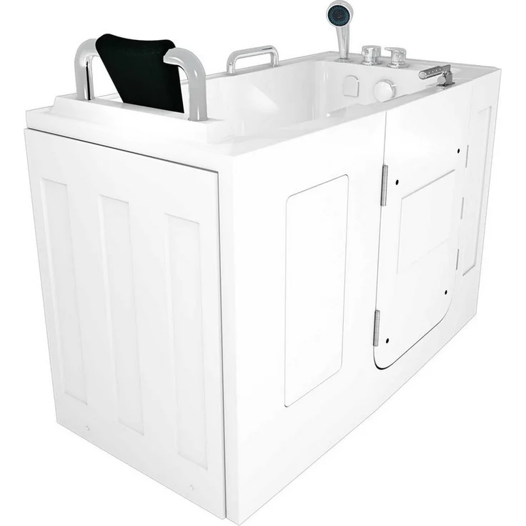 AcquaVapore Badewanne S07-C-L, Sitzbadewanne mit seitlicher Tür, 140x76cm, Sicherheitsverschluss und 3-fach Verriegelung