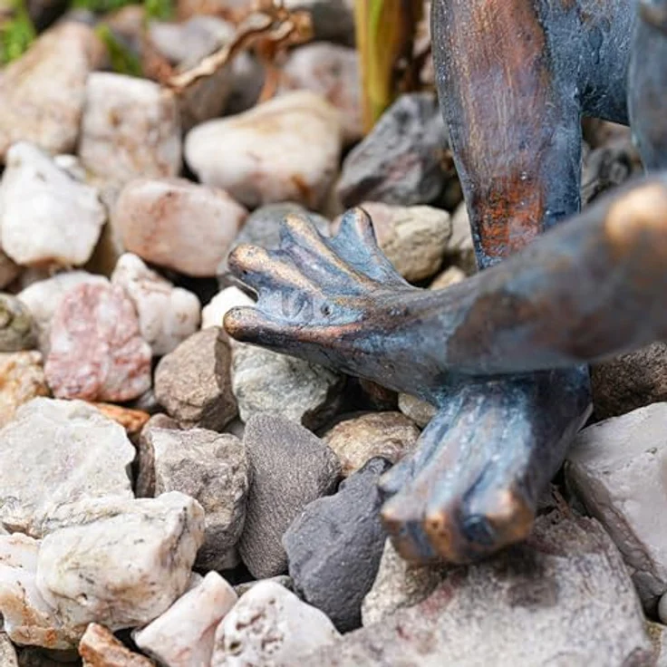 Esotec Solar Wasserspeier Set Frösche Paar, Teichfigur mit Solarpumpe, Brunnen und Vogeltränke, Hochwertiger Polyresin Wasserfallbrunnen, H=22cm, IP64 101657 – Bild 5