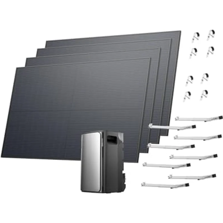 EcoFlow STREAM Ultra Balkonkraftwerk, 1800W mit 1,92kWh Speicher, Komplettset mit 4x 450W Solarpanel und Gitterbalkon-Halterung – Bild 1