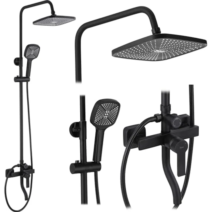 wohnwerk.idee Duschsystem Design Duscharmatur mit Regenbrause und Handbrause, Kupfer matt, komfortabler Einhebelmischer – Bild 1