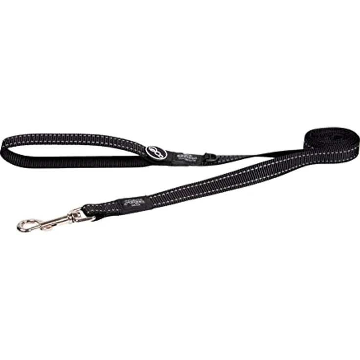 Reflektierende Hundeleine für große Hunde, 1,9 cm breit, 1,8 m lang, Schwarz