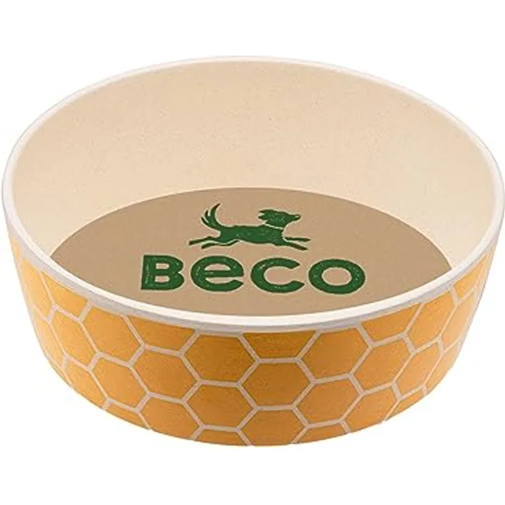Beco Hundenapf – Futter- und Wassernapf, Bambus, Wabe, (groß, 18,5 cm Durchmesser)