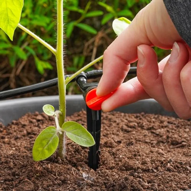 Esotec Solar Bewässerungssystem WaterDrops, 50 regulierbare Tropfer für wassersparende Pflanzenbewässerung, inkl. NiMh Akku und Solarmodul – Bild 4