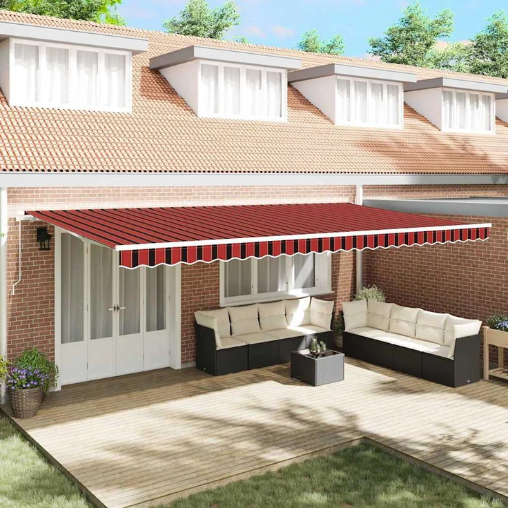 Prolenta Maison Exclusive Ausziehbare Markise, Wetterfest, 600 x 300 cm, Orange und Braun, Manuelles System