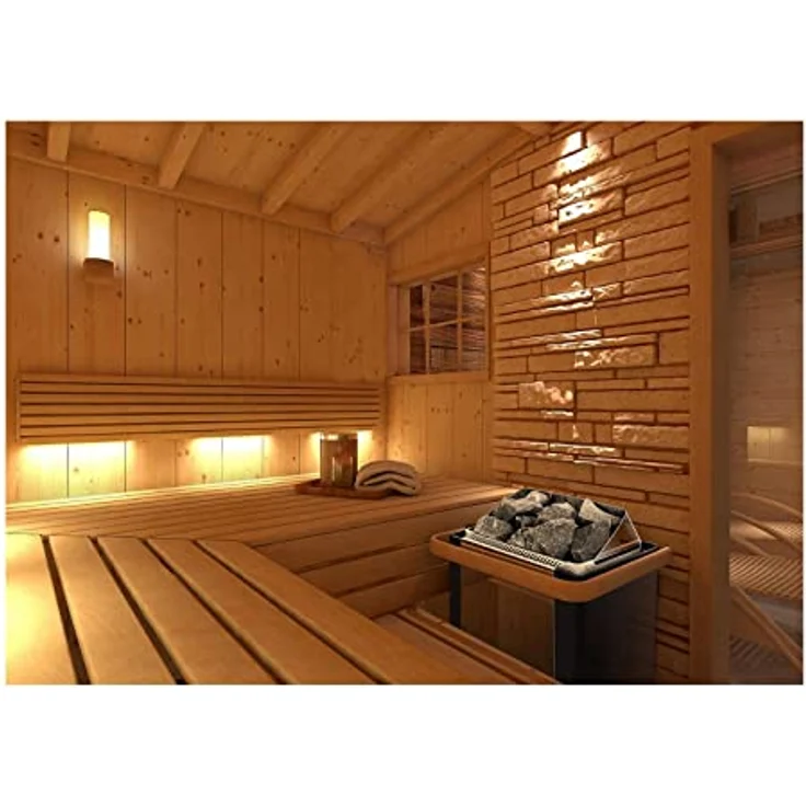 Uniprodo UNI_SAUNA_S6.0KW Saunaofen Elektroheizung, 6 kW für Trockensauna 5-9 m³, Grau/Silber mit integrierter Steuerung und Zeitschaltuhr – Bild 4