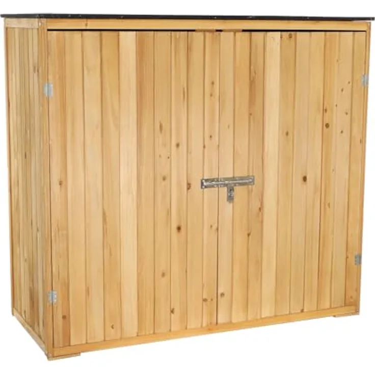 Wiltec Gartenhaus mit Doppeltür, Geräteschrank aus Holz in Naturfarbe, 136 x 58 x 127 cm