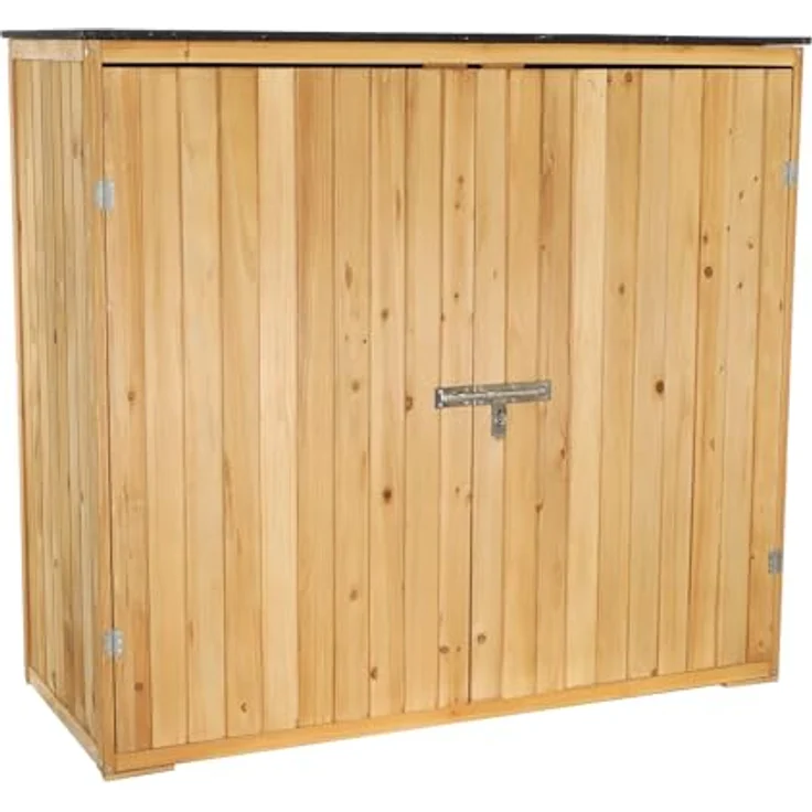 Wiltec Gartenhaus mit Doppeltür, Geräteschrank aus Holz in Naturfarbe, 136 x 58 x 127 cm – Bild 1