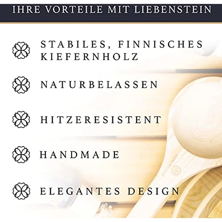 Liebenstein® Sauna Eimer mit Kelle [4L], handgefertigt aus finnischem Kiefernholz, wasserdicht mit PVC-Einsatz, hochwertiges Sauna Zubehör Set – Bild 2