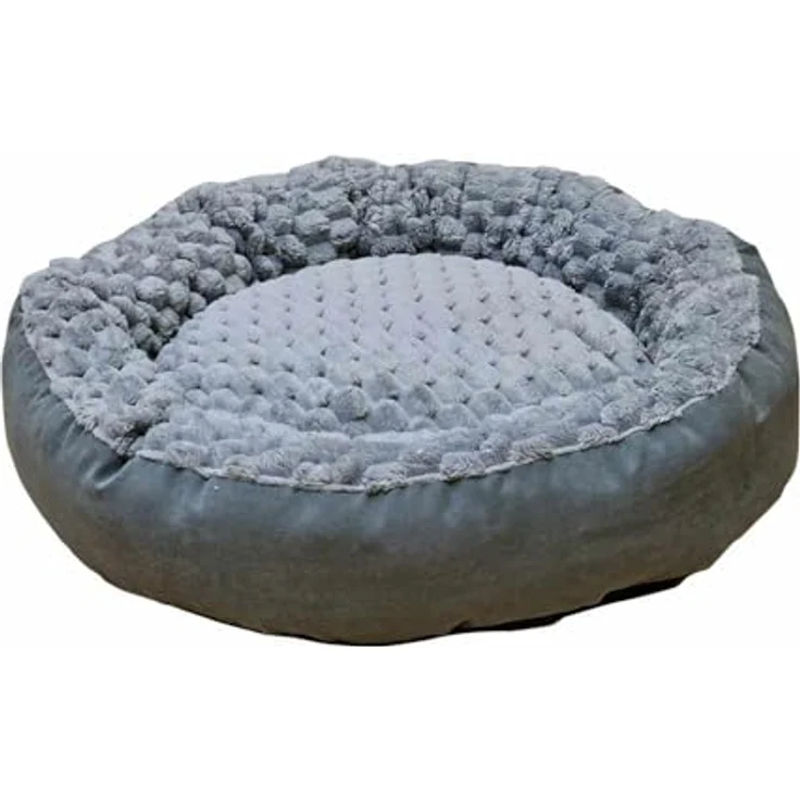 Nobby Komfortbett Donut Classic Diamond grau, kuschelig weich mit Anti-Rutsch-Beschichtung, Ø 60 x 18 cm – Bild 1