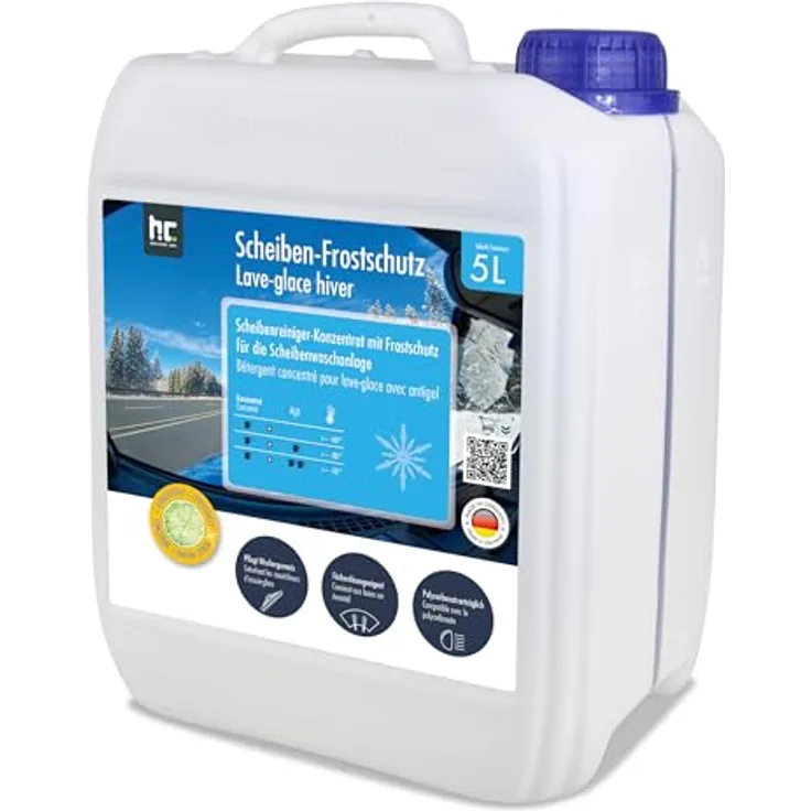 4 x 5 L Premium Scheiben Frostschutz -60 Grad Konzentrat für KFZ Autoscheibe Polycarbonatverträglich mit frischem Zitrusduft