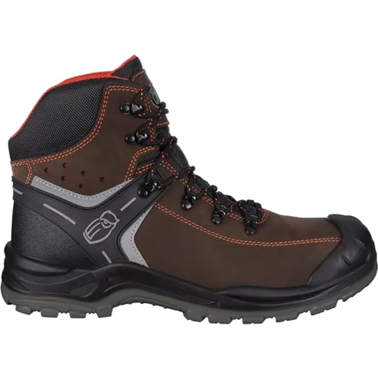 LEIBWÄCHTER L6310 Parma, niedrige Stiefel S3, braunes Crazy-Horse-Leder, mit Fiberglas-Zehenschutzkappe und PU-Überkappe, rutschhemmende Laufsohle