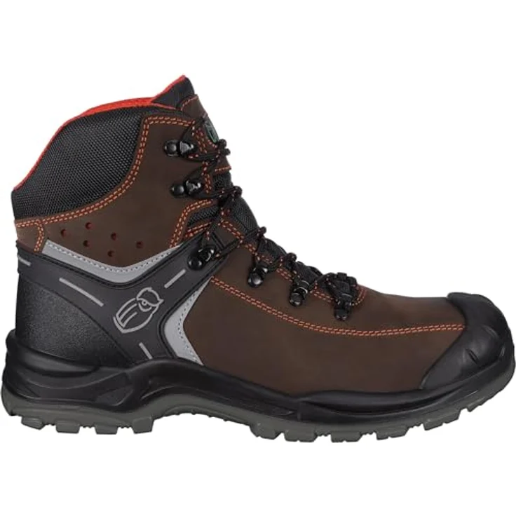 LEIBWÄCHTER L6310 Parma, niedrige Stiefel S3, braunes Crazy-Horse-Leder, mit Fiberglas-Zehenschutzkappe und PU-Überkappe, rutschhemmende Laufsohle – Bild 1