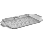 BURNHARD Grillschale Grillkorb, Edelstahl, 33x19x2 cm, hitzebeständig und spülmaschinengeeignet