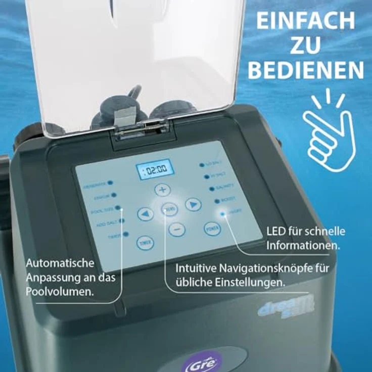 Gre Salzelektrolyse Chlorinator für Aufstellpools bis 25 m³, automatisches Chlor-Management ohne Chemieprodukte – Bild 3