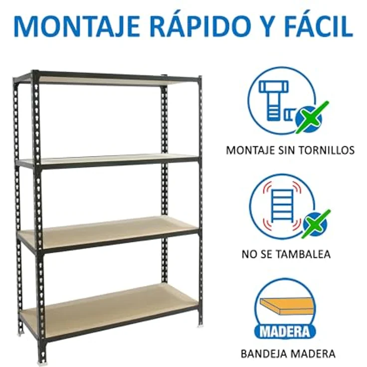 Simonrack Simonclick Maderclick MegaPlus, Metallregal 150 x 120 x 40 cm, 4 Böden, Traglast 200 kg pro Boden, anthrazit – Bild 5
