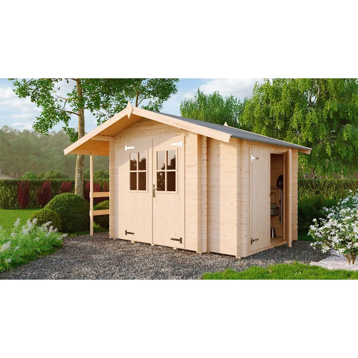 LASITA MAJA Gartenhaus Narva 476, BxT: 380x260 cm, skandinavische Fichte, Lagerbereich 5,80 m², Sprossenfenster
