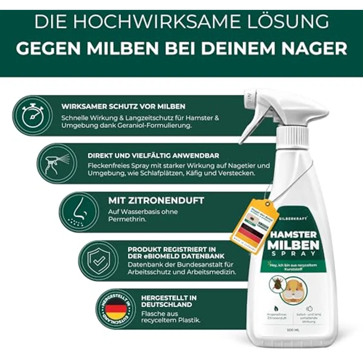 Silberkraft Milbenspray für Hamster, hochwirksames Milbenmittel mit Langzeitschutz, 500 ml – Made in Germany – Bild 7