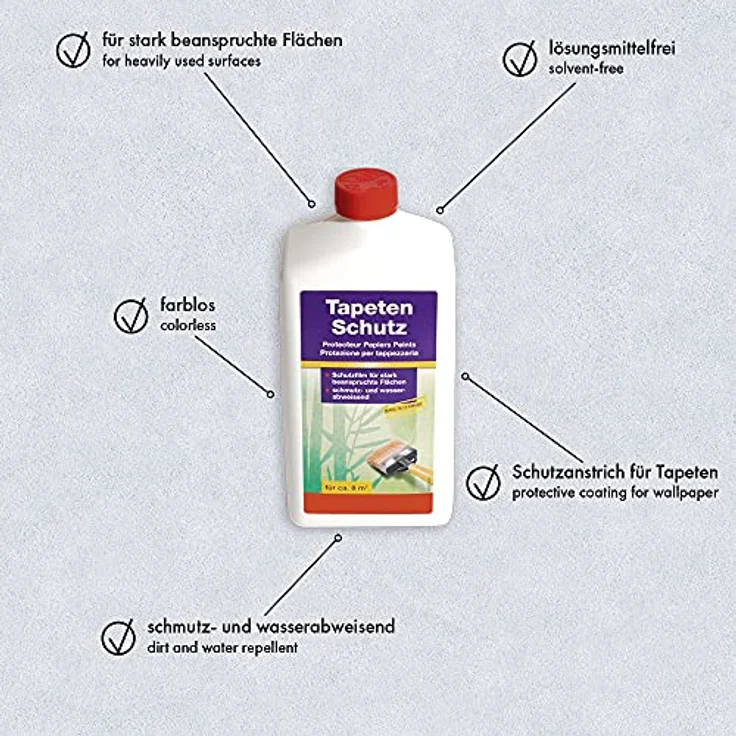 A.S. Création Elefantenhaut Wand- und Tapetenschutz Schutzanstrich für Tapeten für stark beanspruchte Flächen, für innen, schmutz- und wasserabweisend, farblos, 1 L, 909019 – Bild 4