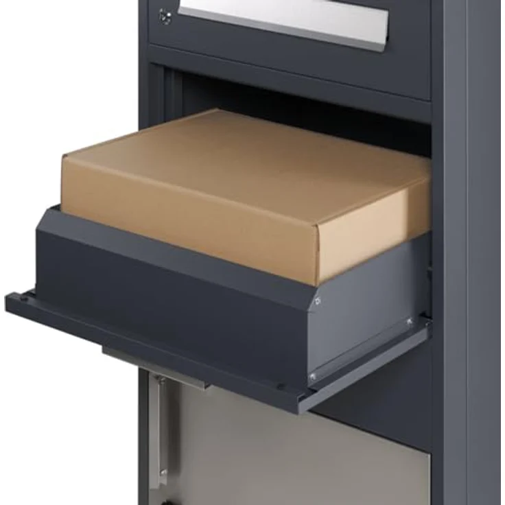Zelsius Paketbriefkasten | RAL7016 Anthrazit | Briefkasten mit Paketfach, integrierte Rückholsperre, Bodenmontage | Paketbox, Parcel Box – Bild 5