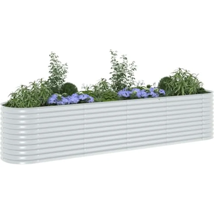 vidaXL Garten-Hochbeet 400 x 80 x 81 cm Verzinkter Stahl Silbern – Bild 3