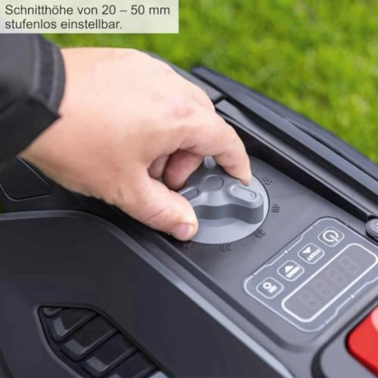 Scheppach RRMA300, Mähroboter für 300 m² mit Regensensor, Floating Cut System, 7 Schnitthöhen, PIN-Schutz, schwarz – Bild 5