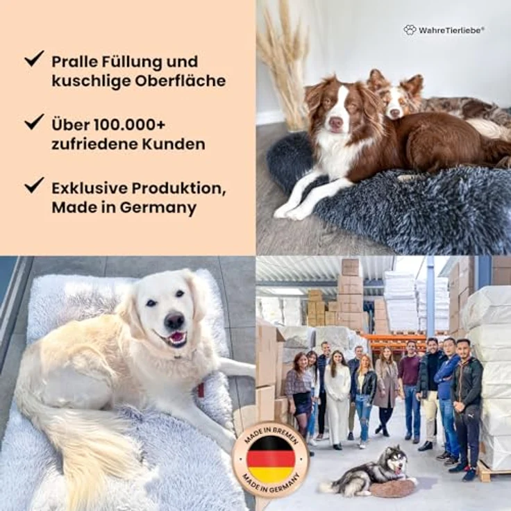 Wahre Tierliebe Premium Hundekissen Fluffy - Weiche Schlafstätte - Leicht zu reinigen - 100% Vegan - Made in Germany – Bild 3