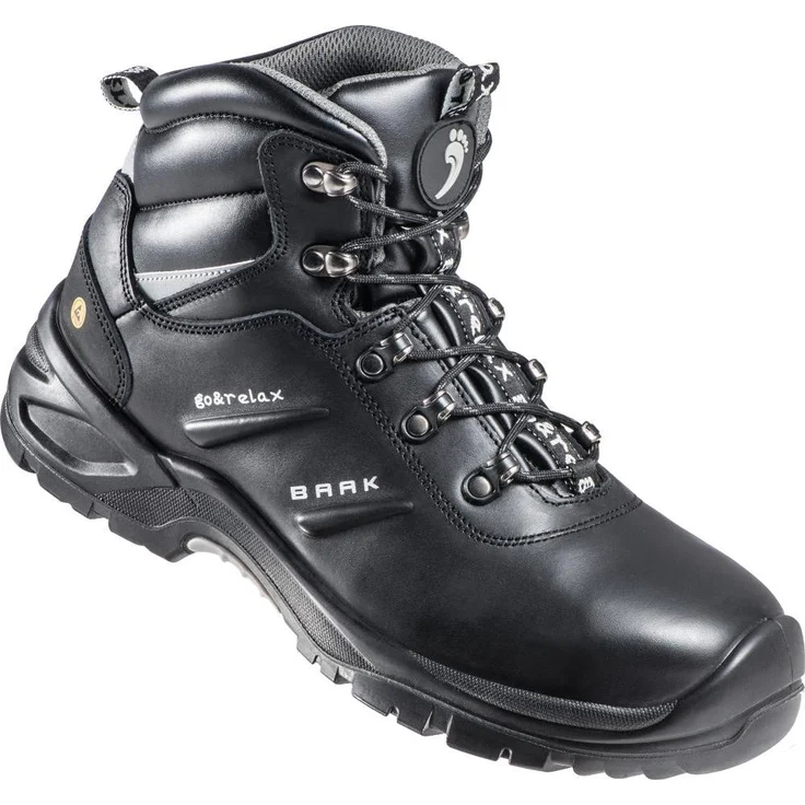 Baak Harrison S3 Sicherheitsschuhe, Sicherheitsstiefel in Schwarz, Größe 44, EN ISO 20345, ESD, Glattleder, Aluminium-Zehenschutzkappe, flexibler Durchtrittschutz – Bild 1