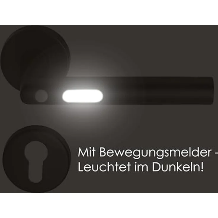MeinTürgriff Drückergarnitur Orbit Schwarz, LED Türgriff mit Bewegungssensor für Innentüren – Bild 4